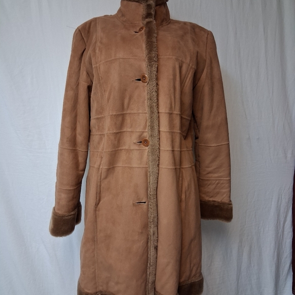 Alfani Outerwear Women Size L Tan Teddy Jacket with Faux Fur Accents - Picture 12 of 16